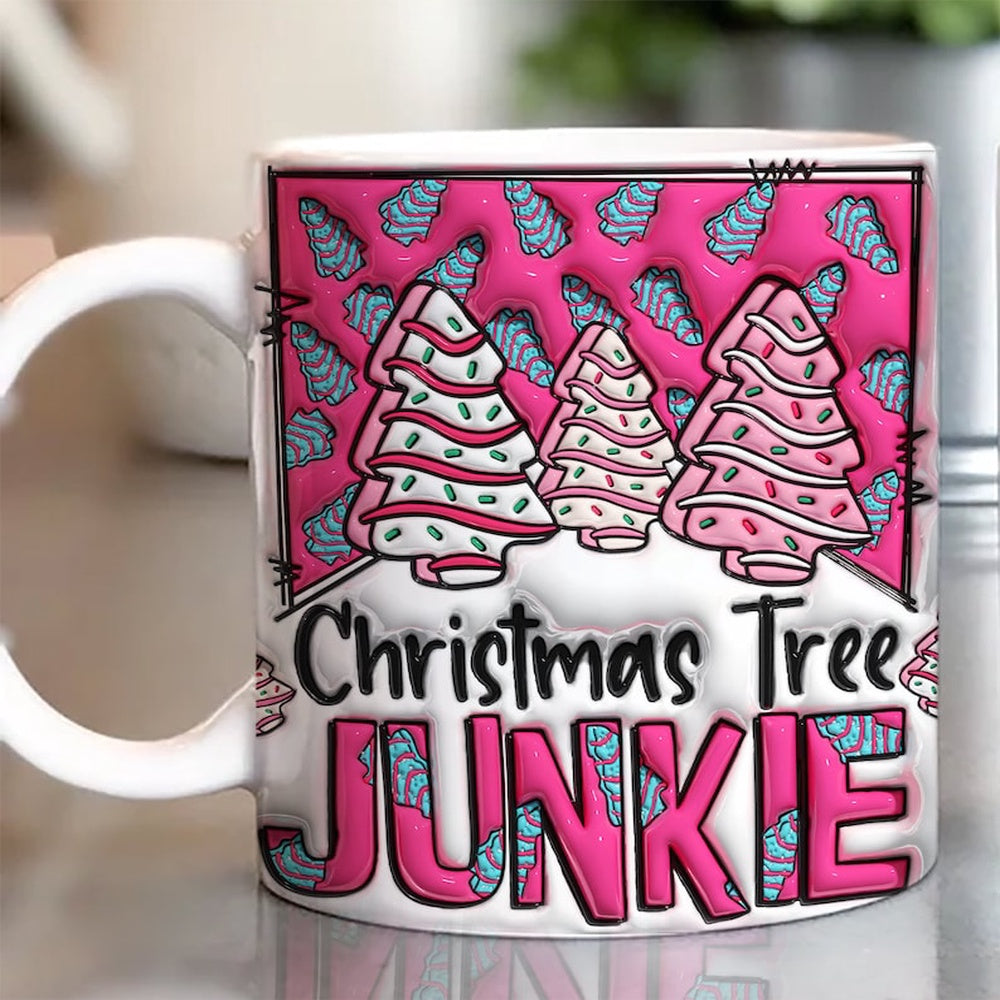 Christmas 3D Mug, 3D Christmas Tree Junkie Inflated Mug, 3D, Santa Mug, Gift For Christmas