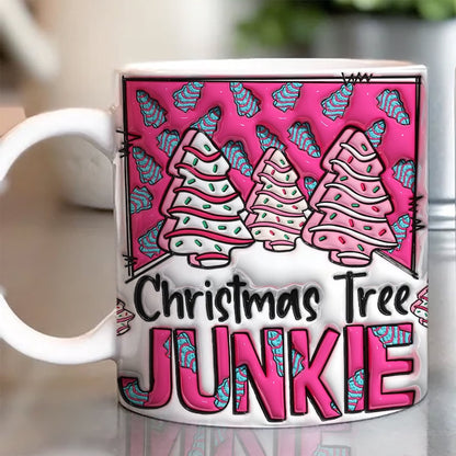 Christmas 3D Mug, 3D Christmas Tree Junkie Inflated Mug, 3D, Santa Mug, Gift For Christmas