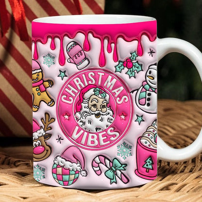 Christmas 3D Mug, 3D Christmas Vibes Inflated Mug, 3D, Santa Mug, Gift For Christmas