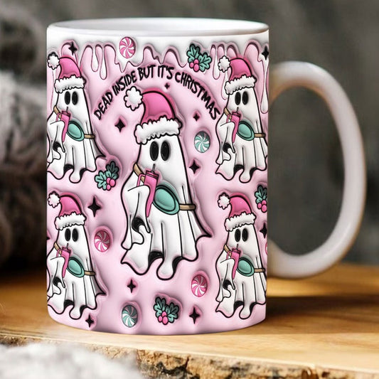 Christmas 3D Mug, 3D Dead Inside But It'S Christmas Inflated Mug, 3D, Santa Mug, Gift For Christmas