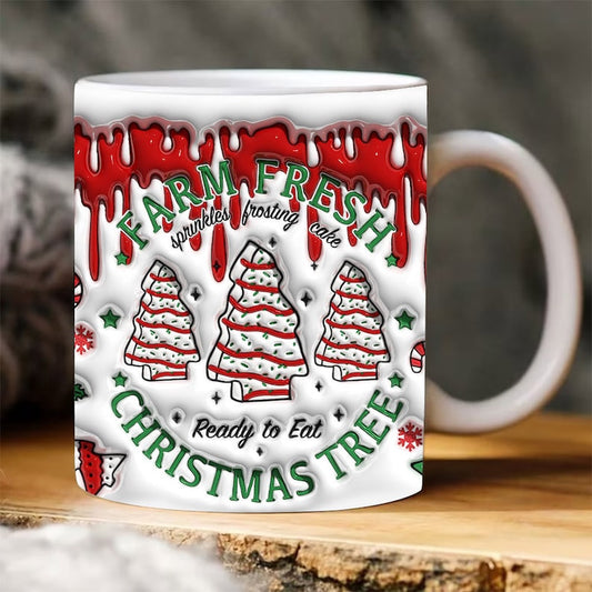 Christmas 3D Mug, 3D Farm Fresh Christmas Tree Inflated Mug, 3D, Santa Mug, Gift For Christmas