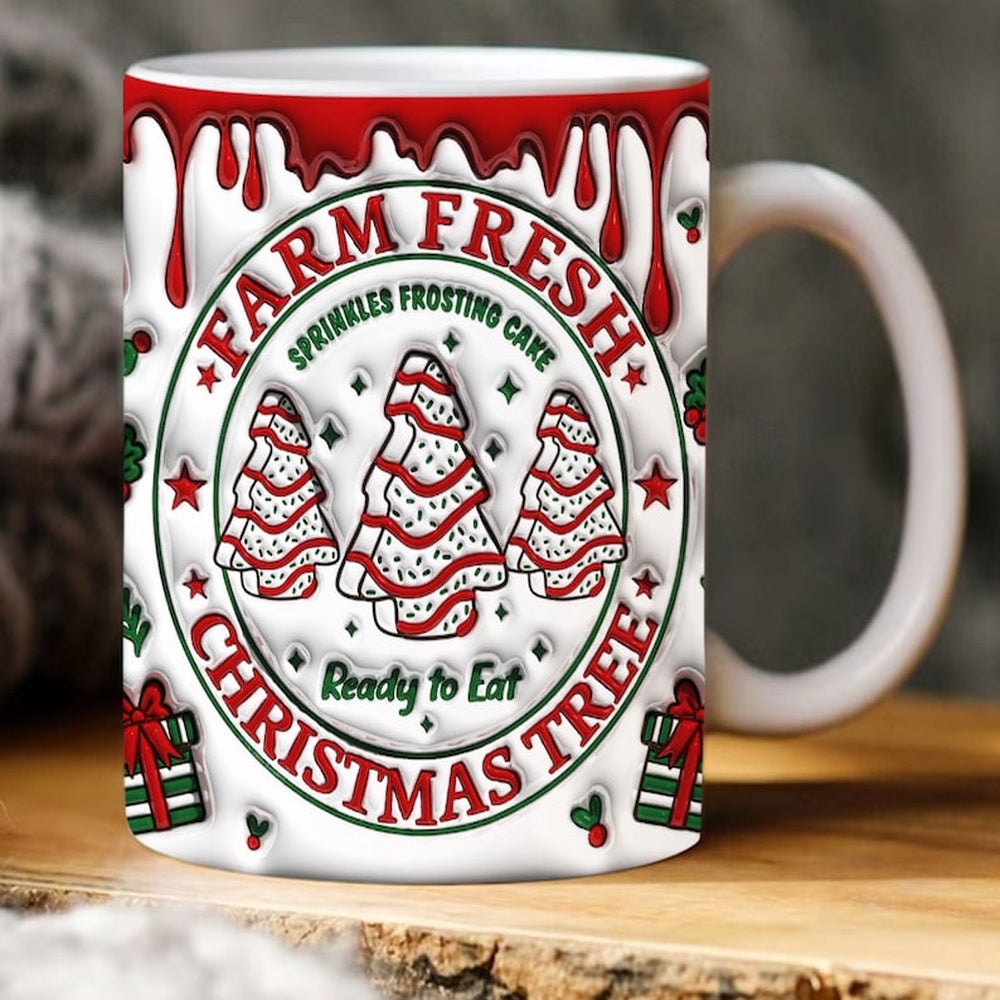 Christmas 3D Mug, 3D Farm Fresh Christmas Tree Inflated Mug, 3D, Santa Mug, Gift For Christmas