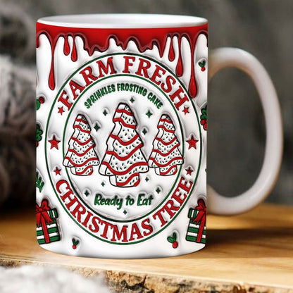 Christmas 3D Mug, 3D Farm Fresh Christmas Tree Inflated Mug, 3D, Santa Mug, Gift For Christmas