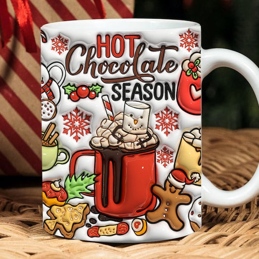 Christmas 3D Mug, 3D Hot Chocolate Season Inflated Mug, 3D, Santa Mug, Gift For Christmas