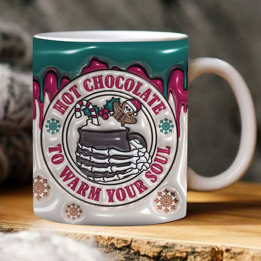 Christmas 3D Mug, 3D Hot Chocolate To Warm Your Soul Inflated Mug, 3D, Santa Mug, Gift For Christmas