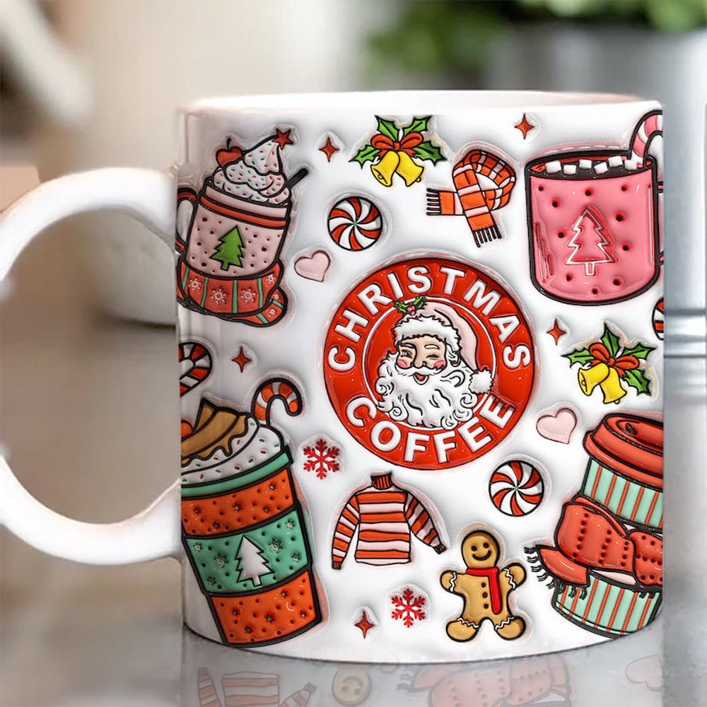 Christmas 3D Mug, 3D Inflated Christmas Coffee Mug, 3D, Santa Mug, Gift For Christmas