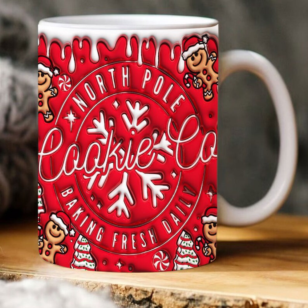 Christmas 3D Mug, 3D Inflated Northpole Cookie And Co Christmas Mug, 3D, Santa Mug, Gift For Christmas