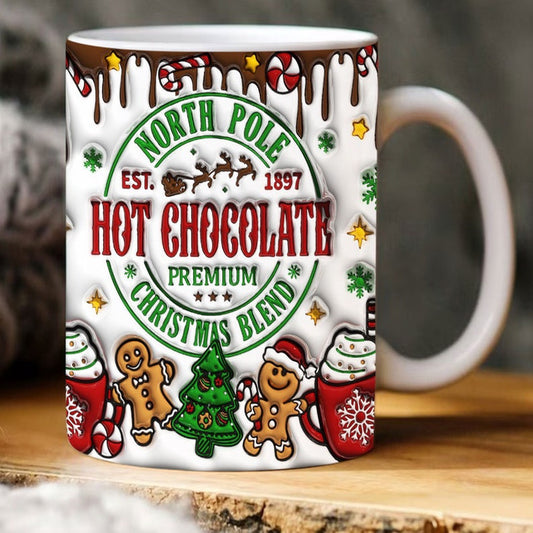 Christmas 3D Mug, 3D Inflated Northpole Hot Chocolate Christmas Mug, 3D, Santa Mug, Gift For Christmas