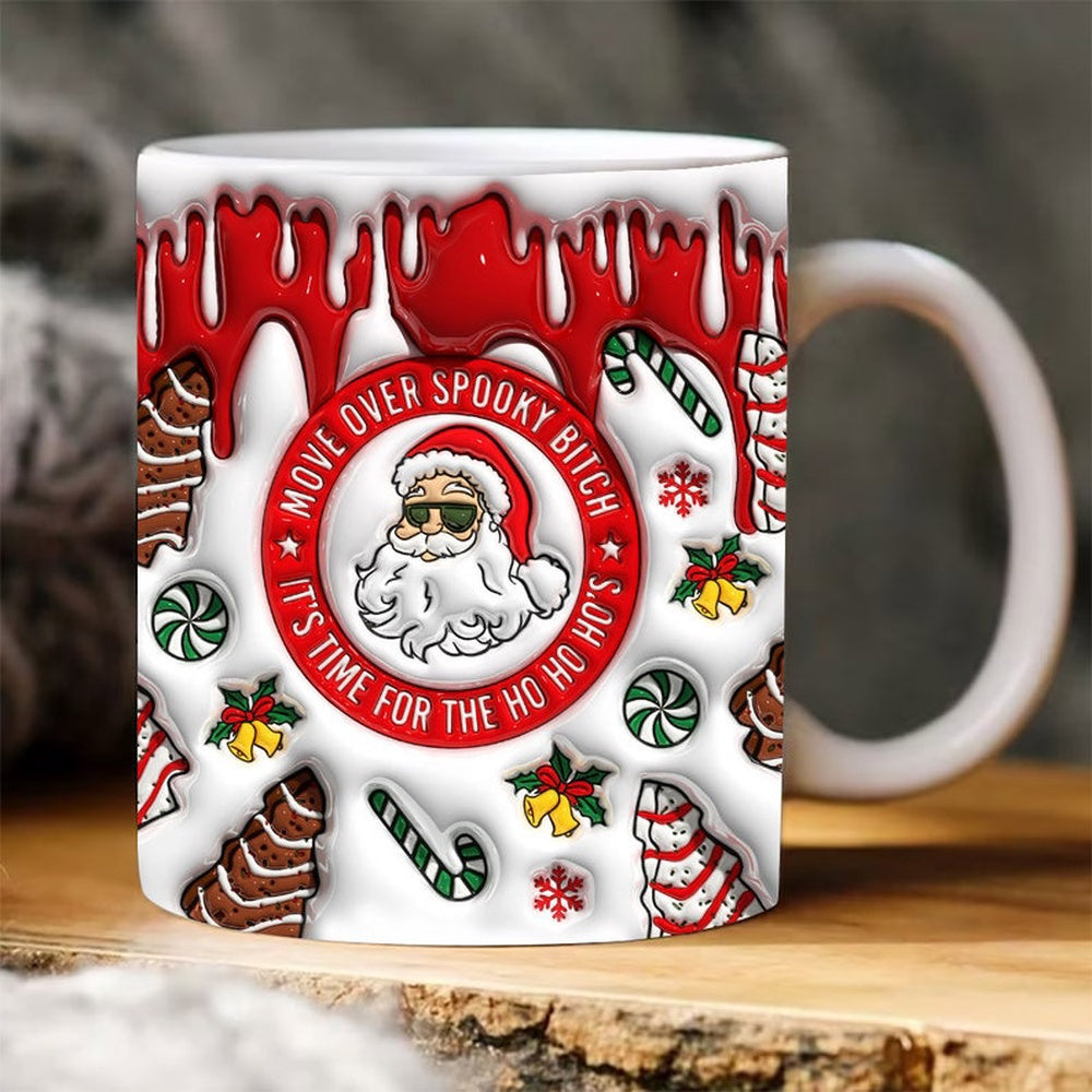 Christmas 3D Mug, 3D It'S Time For The Ho Ho Ho'S Inflated Mug, 3D, Santa Mug, Gift For Christmas