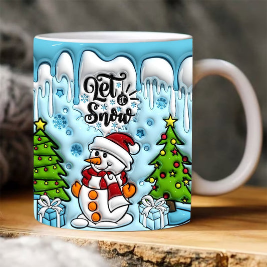 Christmas 3D Mug, 3D Let It Snow Inflated Mug, 3D, Santa Mug, Gift For Christmas