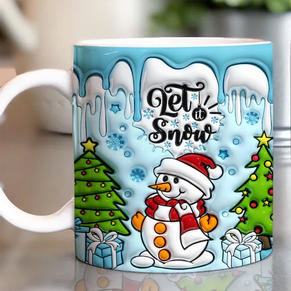 Christmas 3D Mug, 3D Let It Snow Inflated Mug, 3D, Santa Mug, Gift For Christmas