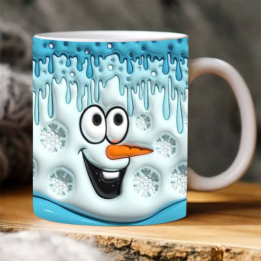 Christmas 3D Mug, 3D Melting Snowman Inflated Mug, 3D, Santa Mug, Gift For Christmas