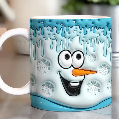 Christmas 3D Mug, 3D Melting Snowman Inflated Mug, 3D, Santa Mug, Gift For Christmas