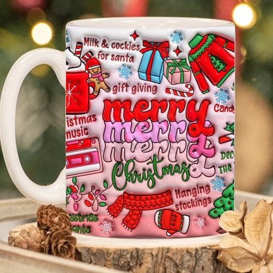 Christmas 3D Mug, 3D Merry Christmas Inflated Mug, 3D, Santa Mug, Gift For Christmas