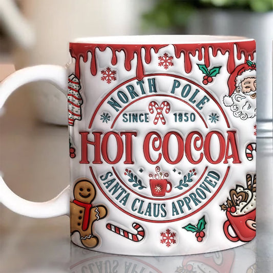 Christmas 3D Mug, 3D North Pole Hot Cocoa Inflated Mug, 3D, Santa Mug, Gift For Christmas