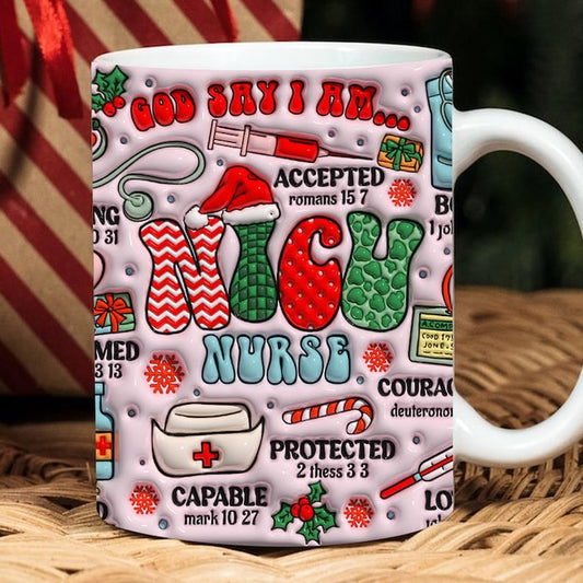 Christmas 3D Mug, 3D Nurse Christmas Inflated Mug, 3D, Santa Mug, Gift For Christmas