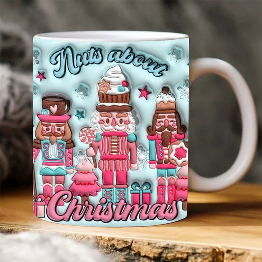 Christmas 3D Mug, 3D Nuts About Christmas Inflated Mug, 3D, Santa Mug, Gift For Christmas