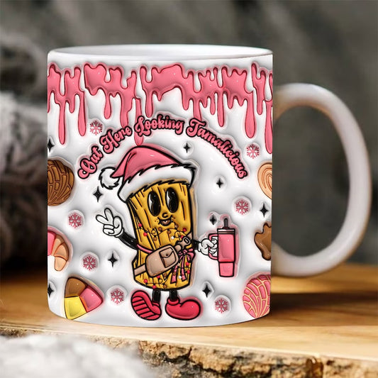 Christmas 3D Mug, 3D Out Here Looking Tamalicious Inflated Mug, 3D, Santa Mug, Gift For Christmas