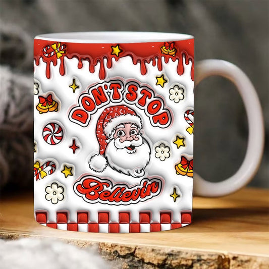 Christmas 3D Mug, 3D Red Christmas Santa Inflated Mug, 3D, Santa Mug, Gift For Christmas