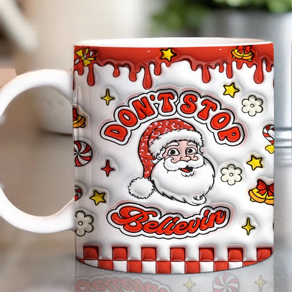 Christmas 3D Mug, 3D Red Christmas Santa Inflated Mug, 3D, Santa Mug, Gift For Christmas