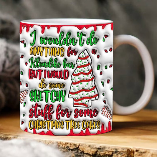 Christmas 3D Mug, 3D Sketchy Stuff For Some Christmas Tree Cake Inflated Mug, 3D, Santa Mug, Gift For Christmas