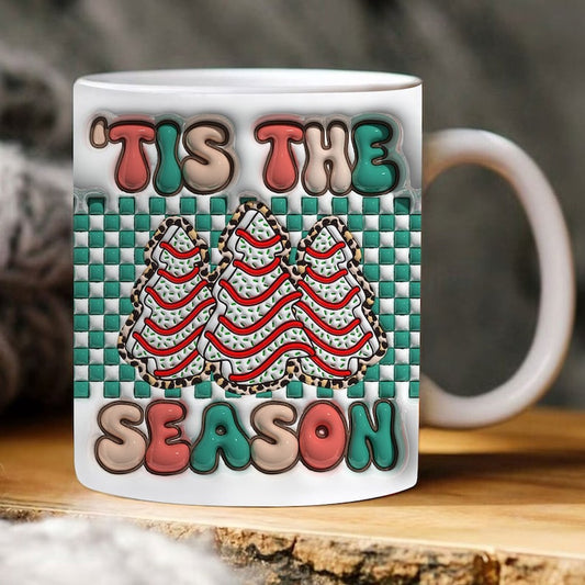 Christmas 3D Mug, 3D Tis The Season Christmas Inflated Mug, 3D, Santa Mug, Gift For Christmas