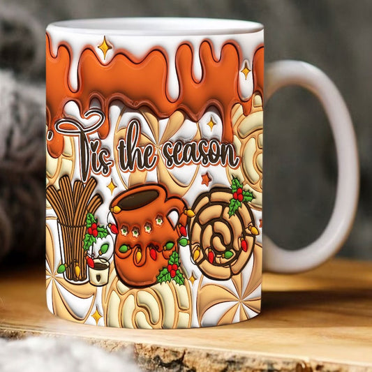 Christmas 3D Mug, 3D Tis The Season Mexican Christmas Inflated Mug, 3D, Santa Mug, Gift For Christmas