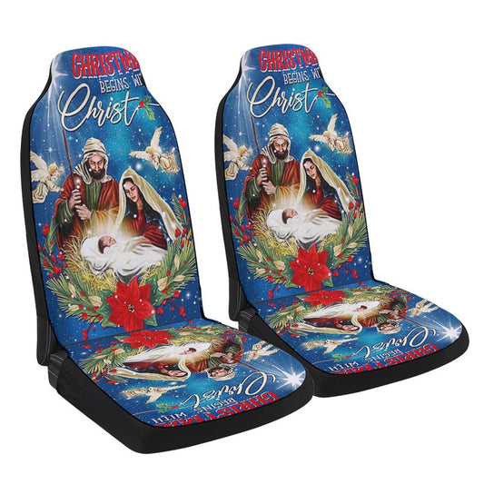 Christmas Begins With Christ4 Cars Seat Cover, Christmas Car Seat Covers, Car Decor Gift