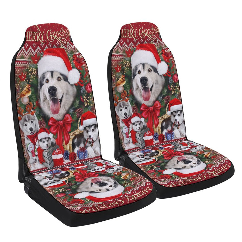 Christmas Begins With Husky Cars Seat Cover, Christmas Car Seat Covers, Car Decor Gift