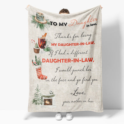 Christmas Blanket For Daughter In Law, Daughter In Law Gifts, I Would Punch Her Blanket, Christmas Blanket
