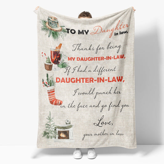 Christmas Blanket For Daughter In Law, Daughter In Law Gifts, I Would Punch Her Blanket, Christmas Blanket