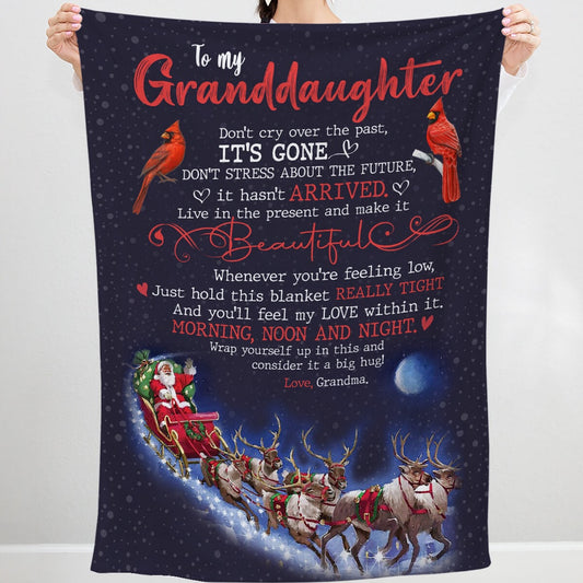Christmas Blanket For My Granddaughter, Hold This Blanket Tight, You'Ll Feel My Love Blanket, Christmas Blanket