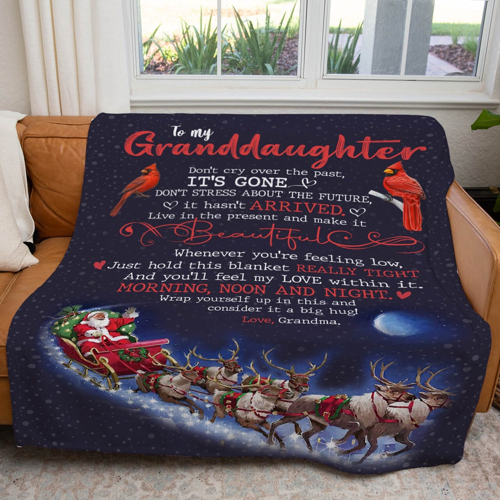 Christmas Blanket For My Granddaughter, Hold This Blanket Tight, You'Ll Feel My Love Blanket, Christmas Blanket