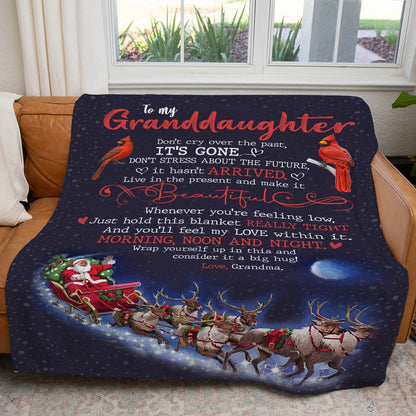 Christmas Blanket For My Granddaughter, Hold This Blanket Tight, You'Ll Feel My Love Blanket, Christmas Blanket