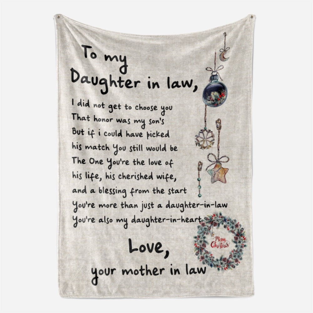 Christmas Blanket Gift For Daughter In Law, Future Daughter In Law Gifts, Honor Was My Son Blanket, Christmas Blanket
