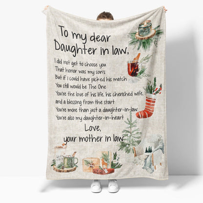 Christmas Blanket Gift For Daughter In Law, Gift From Mother In Law To Daughter In Law, My Sons Honor Blanket, Christmas Blanket