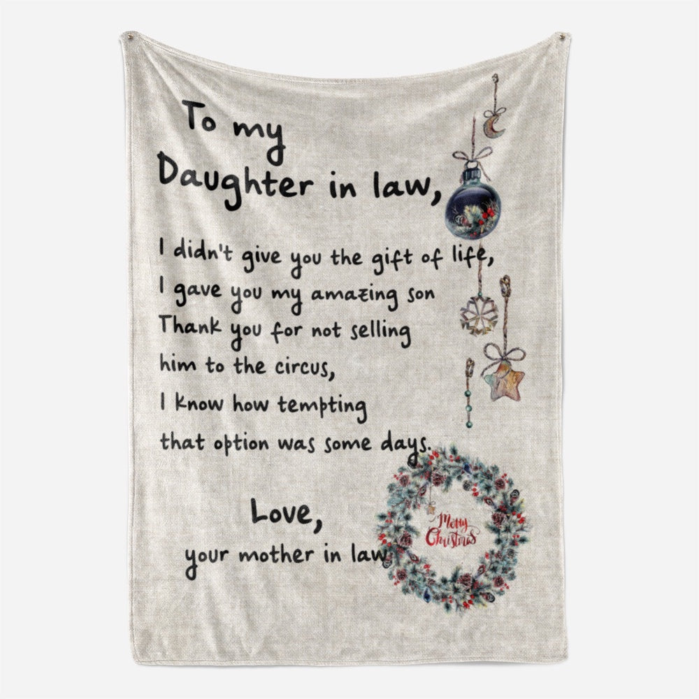 Christmas Blanket Gift For Daughter In Law, Give You The Gift Blanket, Christmas Blanket
