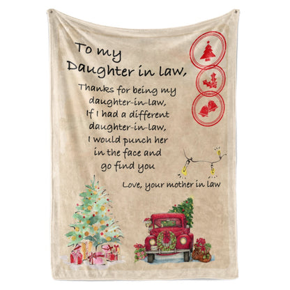 Christmas Blanket Gift For Daughter In Law, Personalized Gifts Daughter In Law, Thanks For Being Blanket, Christmas Blanket