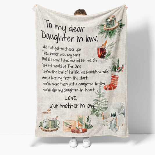 Christmas Blanket Gift For Daughter In Law, Presents For Daughter In Law, Honor Was My Son Blanket, Christmas Blanket