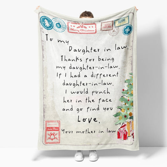 Christmas Blanket Gift For Daughter In Law, Punch In The Face Blanket, Christmas Blanket
