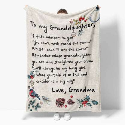 Christmas Blanket Gift For Granddaughter, Stand The Storm Blanket, Christmas Blanket