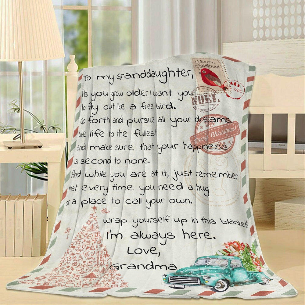 Christmas Blanket Gift For Granddaughter, Sweet Gifts For Granddaughter, You To Fly Blanket, Christmas Blanket