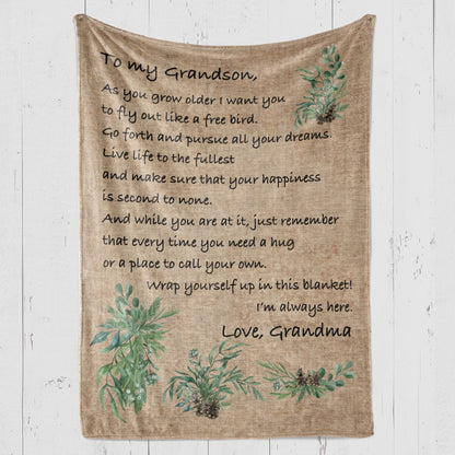 Christmas Blanket Gift For Grandson, Valentine Gifts For Grandsons, I Want You To Fly Blanket, Christmas Blanket