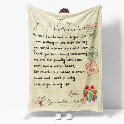 Christmas Blanket Gift Ideas For Mother In Law Thank You For Always Welcoming Me Into The Family Blanket, Christmas Blanket