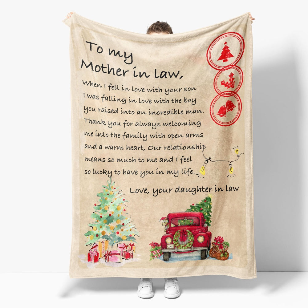 Christmas Blanket Gift Ideas For Mother In Law When I Fell In Love With Your Son The Boy You Raised Into Daughter In Law Blanket, Christmas Blanket