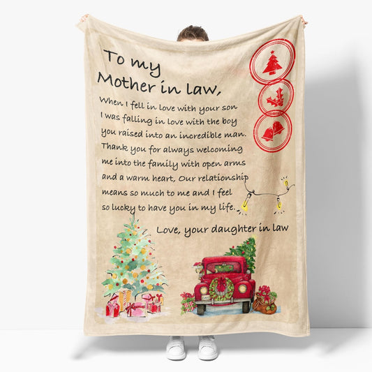 Christmas Blanket Gift Ideas For Mother In Law When I Fell In Love With Your Son The Boy You Raised Into Daughter In Law Blanket, Christmas Blanket