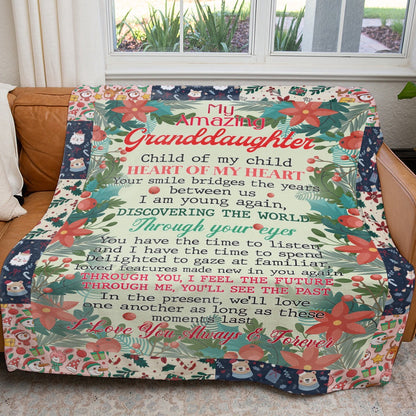 Christmas Blanket Gift Ideas For My Amazing Granddaughter, I Am Young Again With You, Through You I Feel The Future Blanket, Christmas Blanket