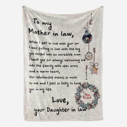 Christmas Blanket To My Mother In Law When I Fell In Love With Your Son Gift Ideas From Daughter In Law A Blanket, Christmas Blanket