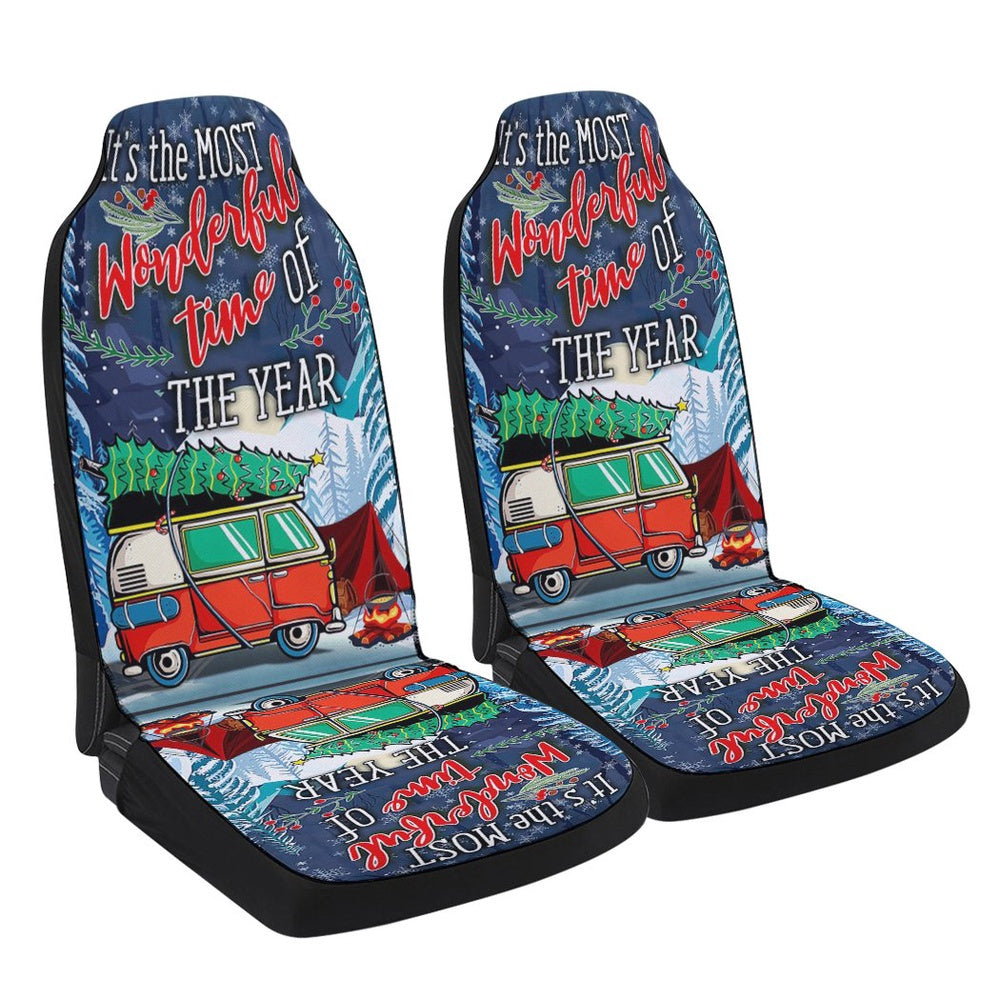 Christmas Camping Cars Seat Cover, Christmas Car Seat Covers, Car Decor Gift