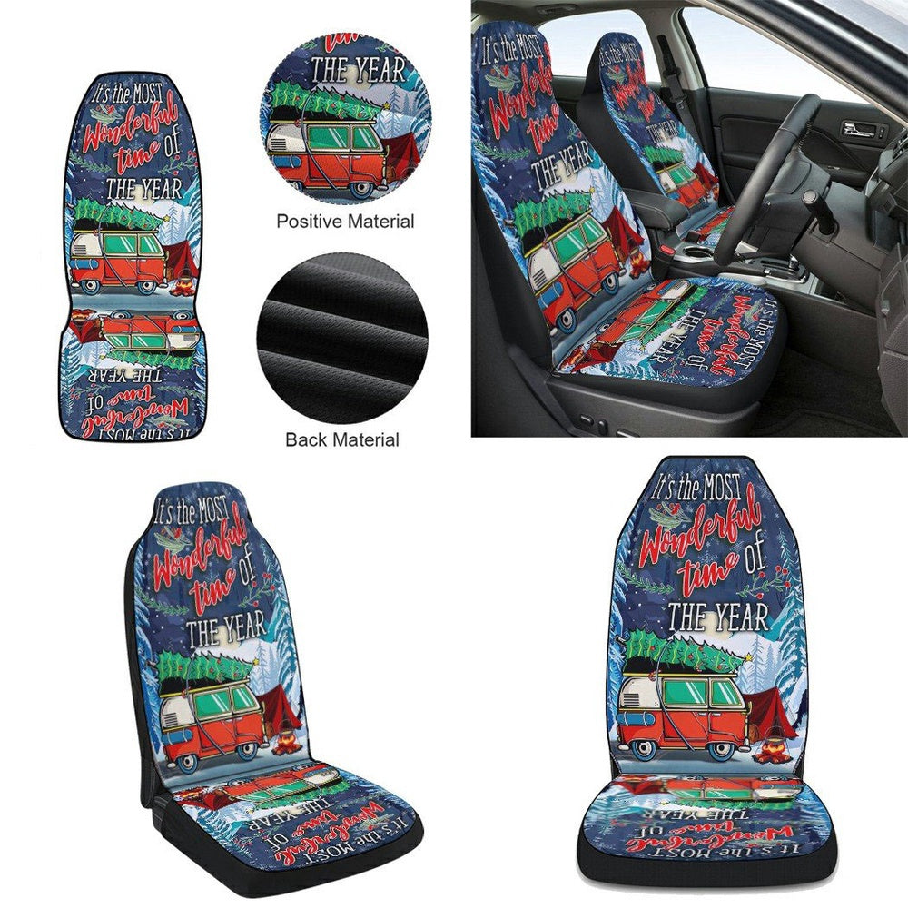 Christmas Camping Cars Seat Cover, Christmas Car Seat Covers, Car Decor Gift